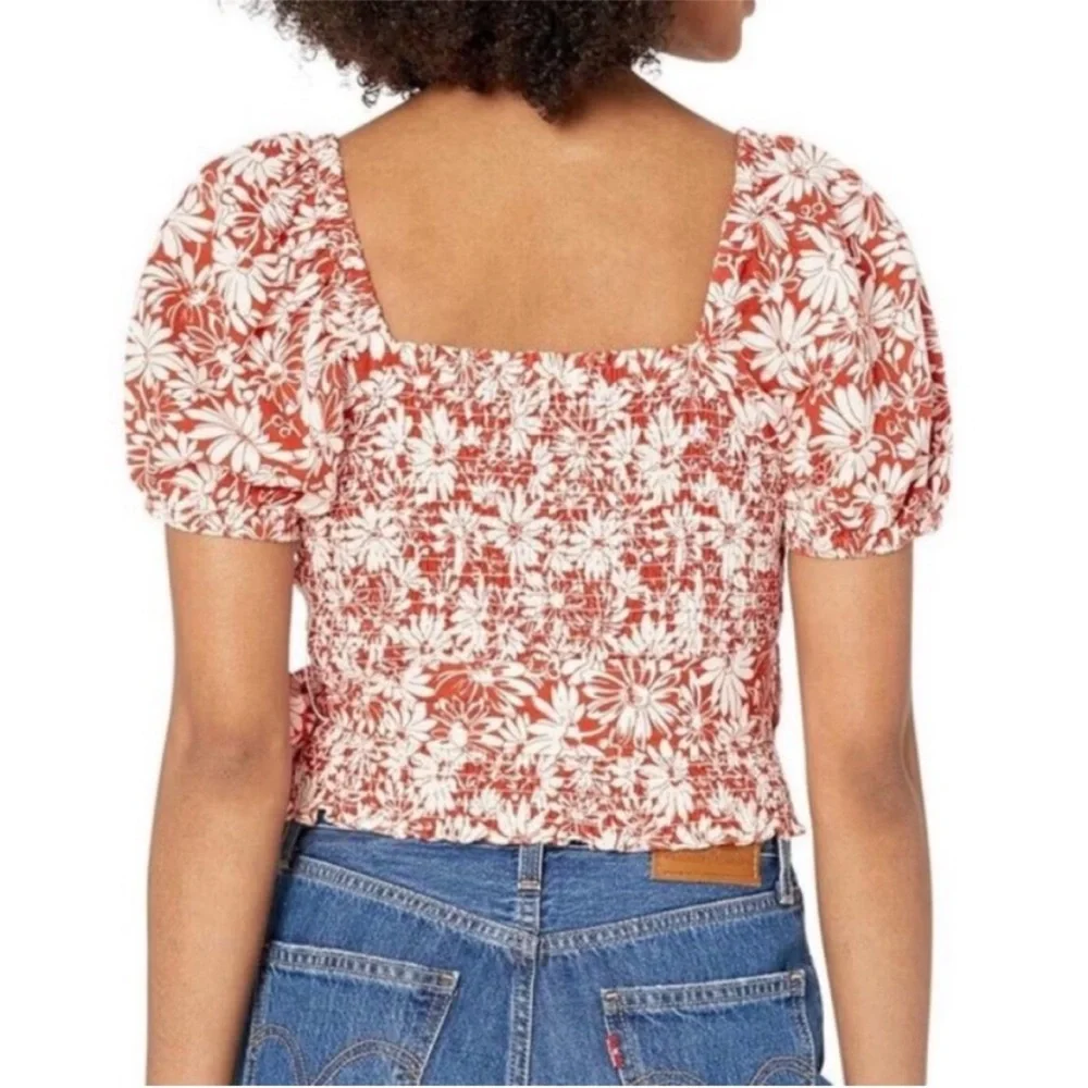 Madewell Small Anita Abstract Floral Roasted Squash Linen Blend Wrap NWT